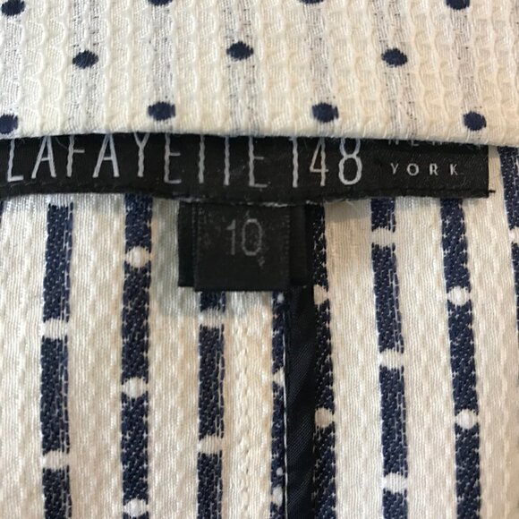 Lafayette 148 One Button Black & White Polka Dot Blazer Size 10 - Picture 6 of 7